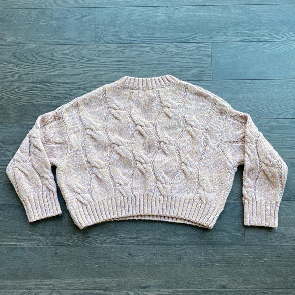 Heathered pink cropped cable knit sweater - Picture 5 of 5